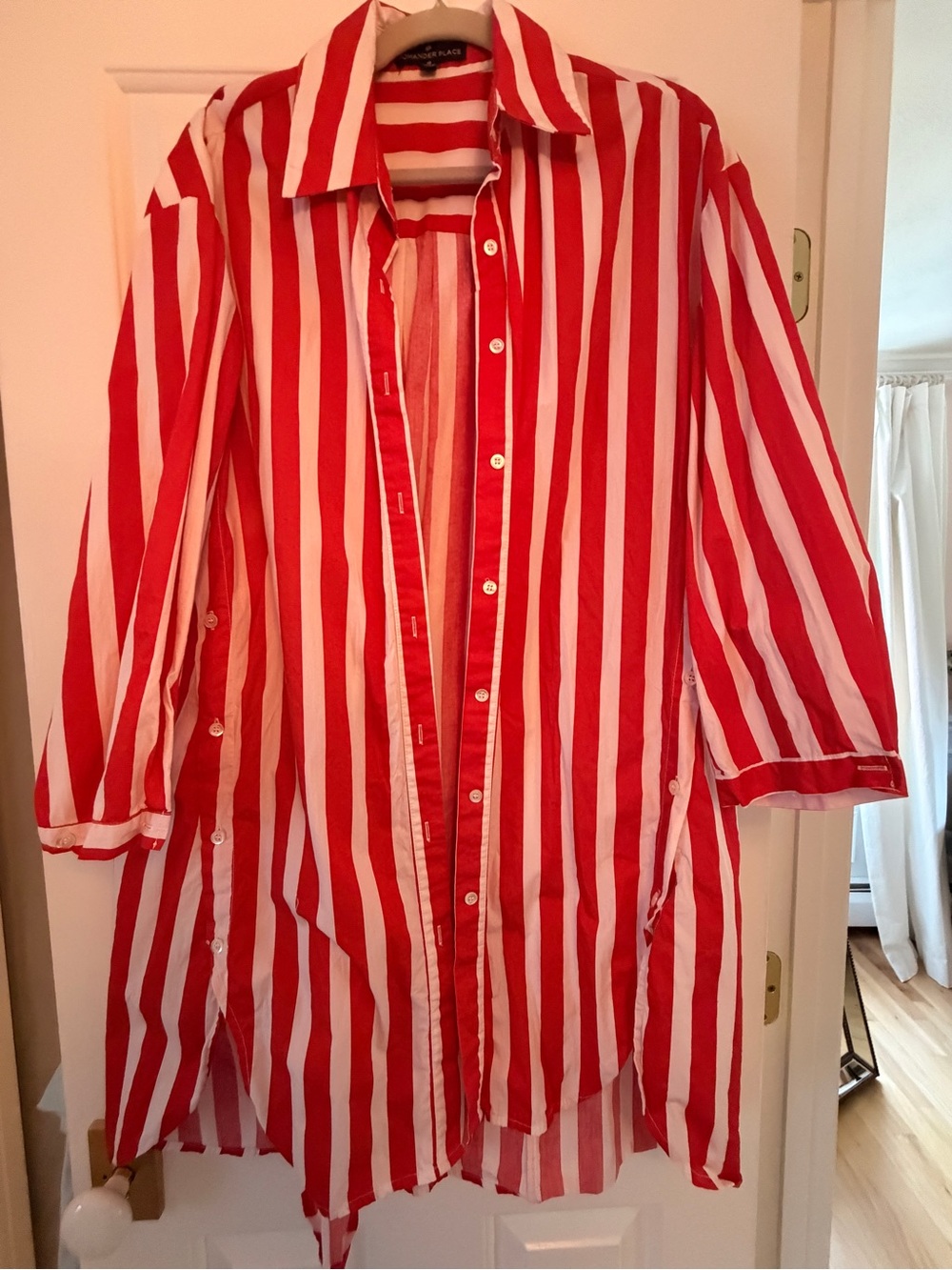 Pomander Place Red and White Striped Swim Cover Up
